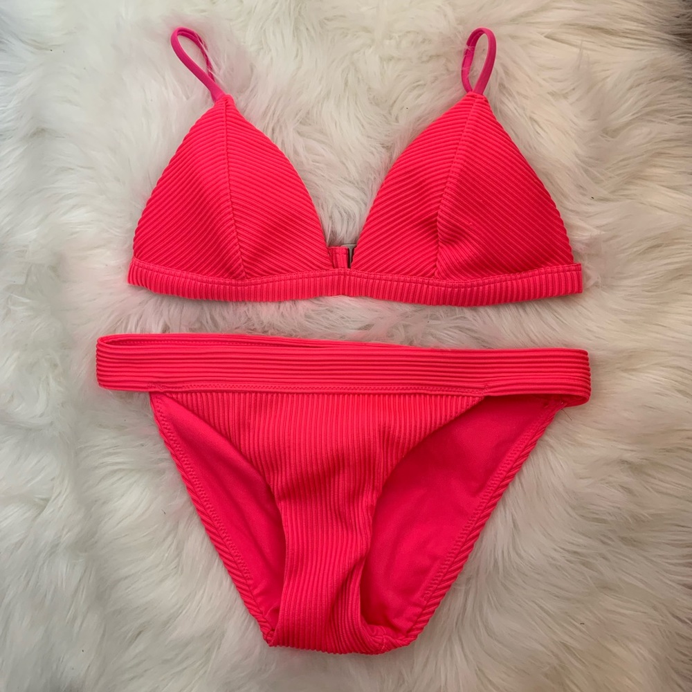 Hot Pink Ribbed Hollister Bikini